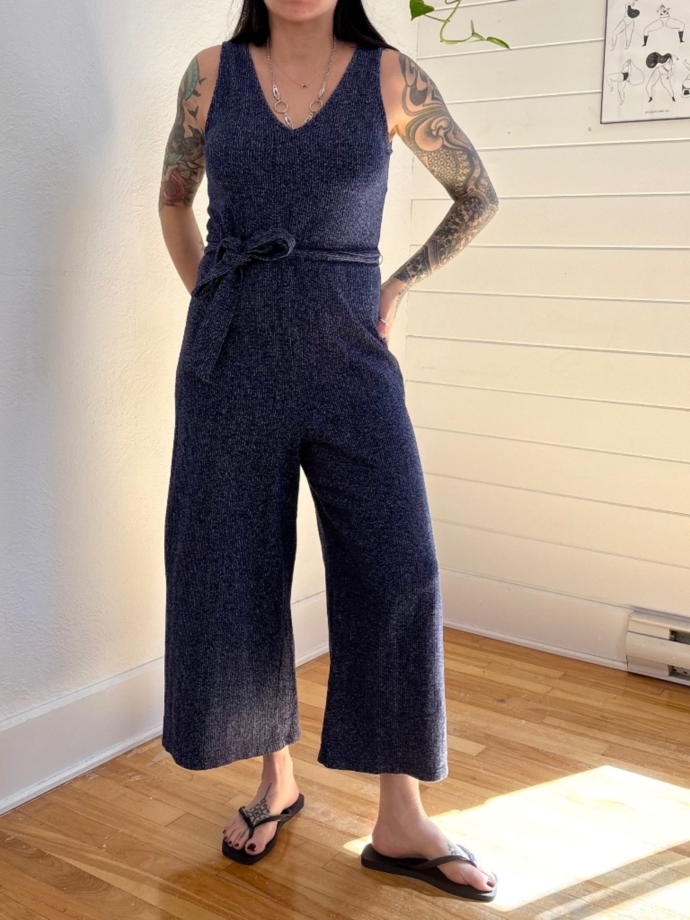 GAP rib knit wide leg jumpsuit